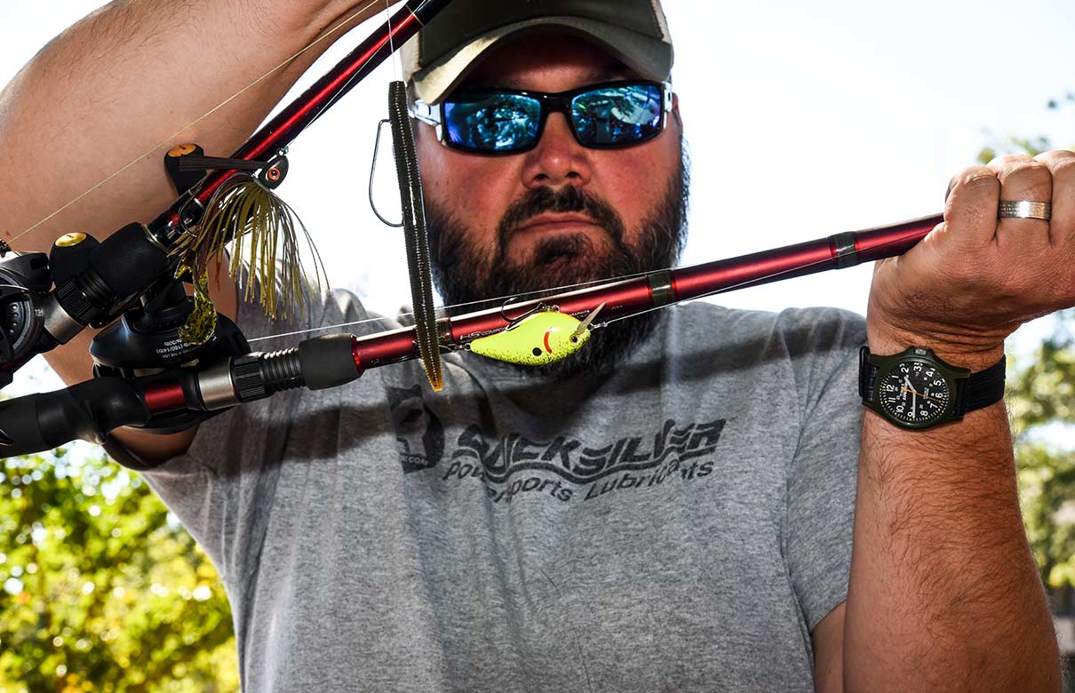 Greg Hackney thinks he'd have most scenarios covered if he were limited to a square-bill crankbait, a swim jig and a soft-plastic stick worm. (Rob Newell photo)