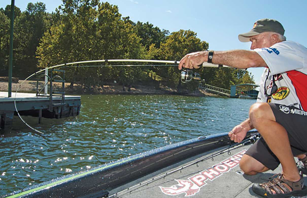 The best docks, year in and year out, are big platform docks – wide ones on pontoons that create maximum shade. (Photo courtesy of In-Fisherman.com)