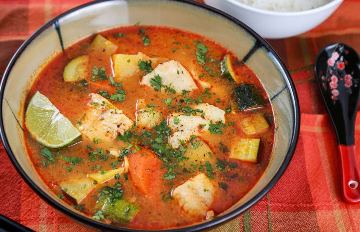 Walleye stew with a Thai curry coconut flavor. (Jenny Nguyen-Wheatley photo)