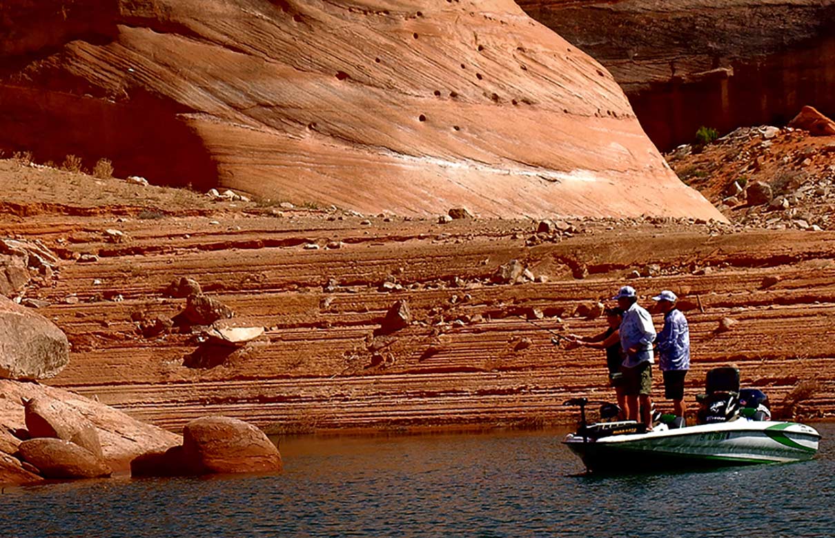 While catching big bass remains the main objective, the scenery at Lake Powell is astounding and is a major part of the fishing experience. (Photo courtesy of In-Fisherman.com)